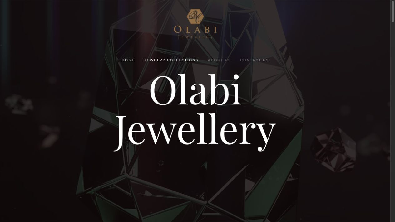 Olabi Jewellery website with its jewellery collection presentation